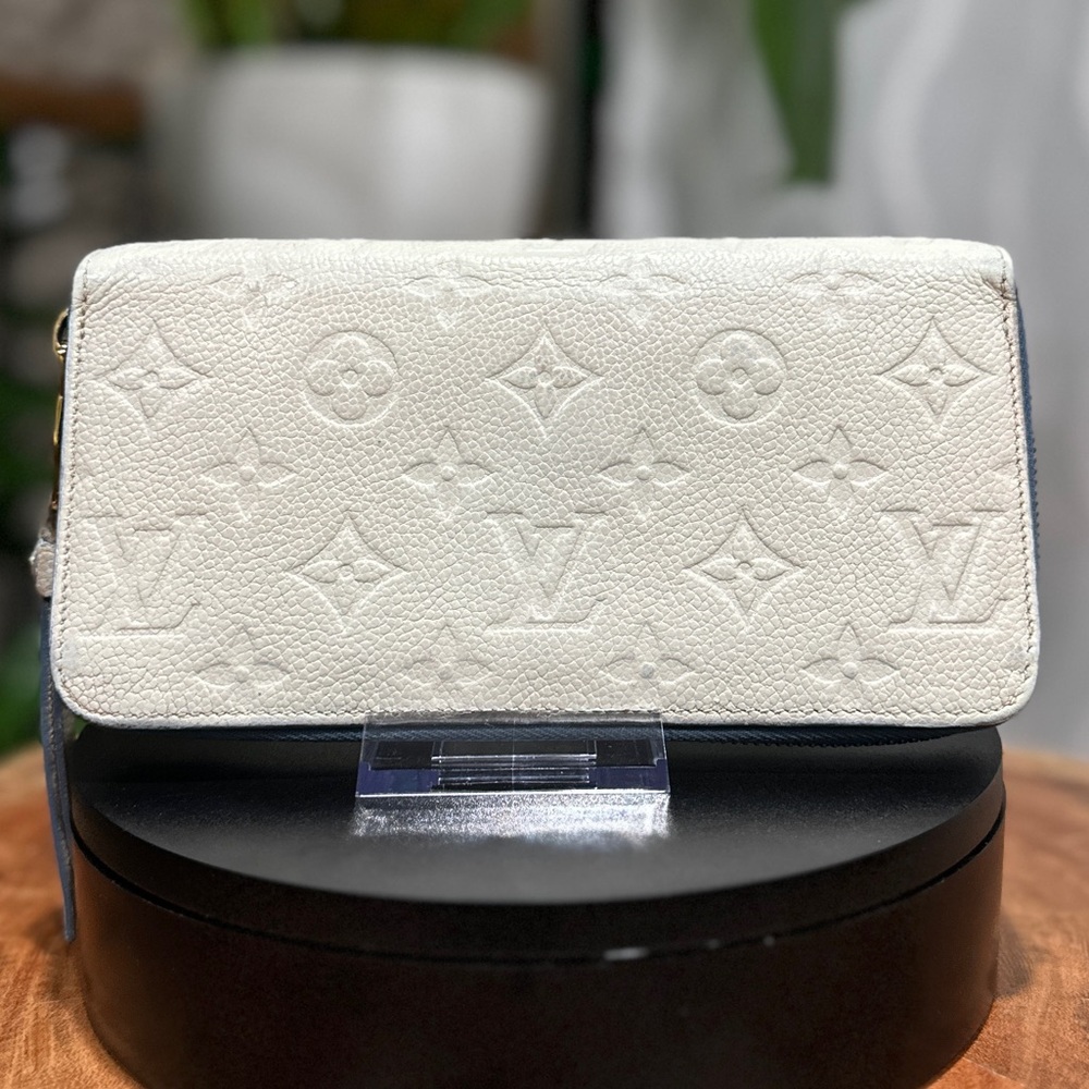 Louis Vuitton Monogram Empreinte Zippy Wallet White Blue Full Set COA - Picture 4 of 16